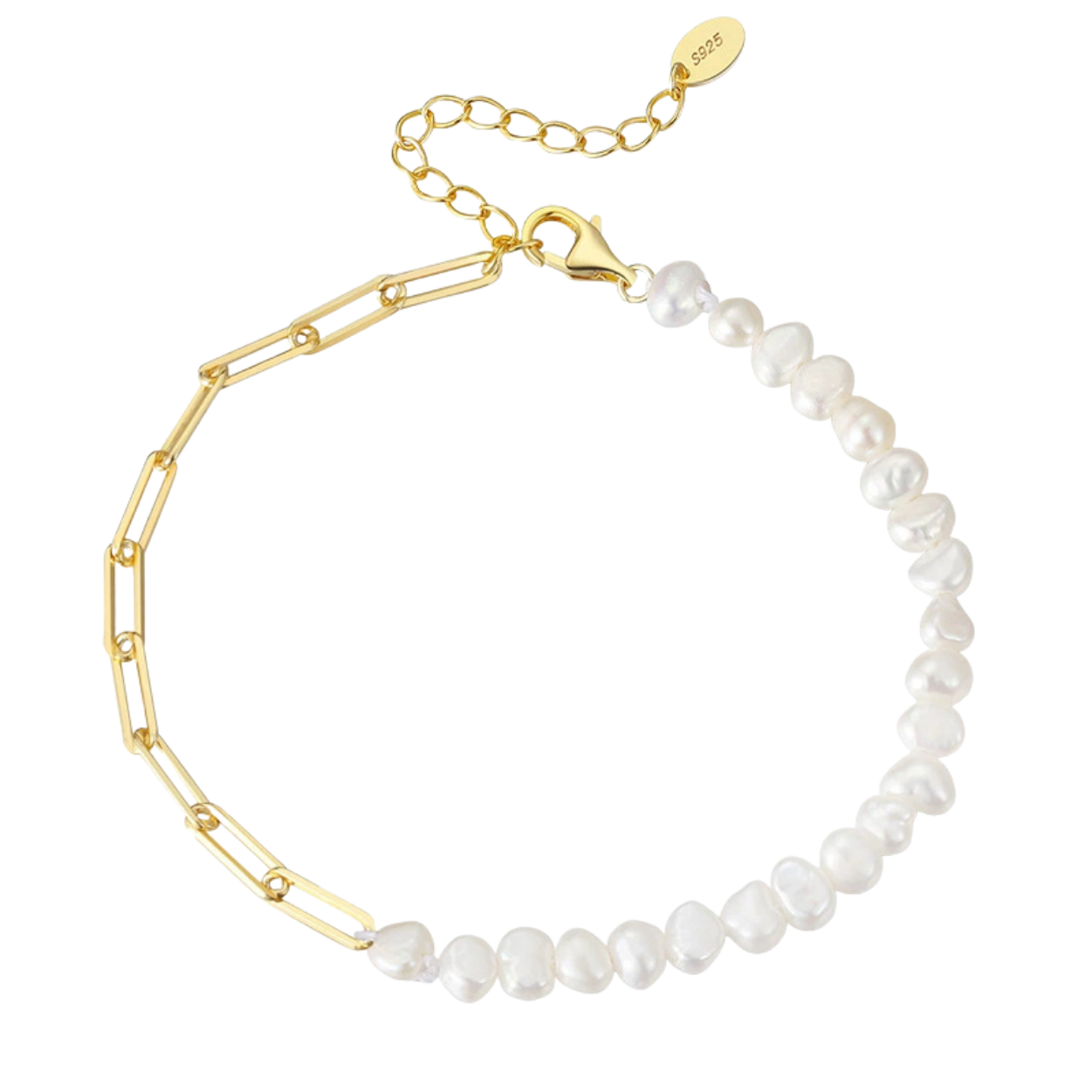 14K Gold Plated Baroque Pearl Bracelet