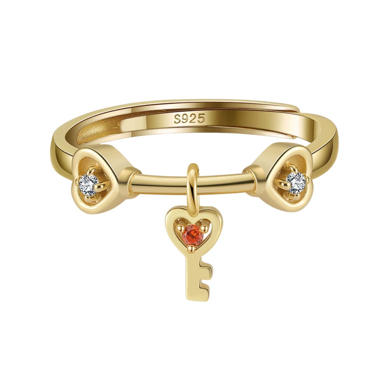 Heart Key Silver Minimalist Ring