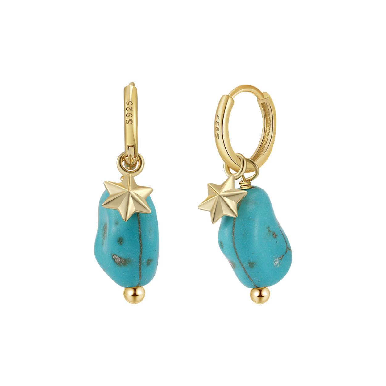 Celestial Glow 14K Gol Plated Turquoise Earrings