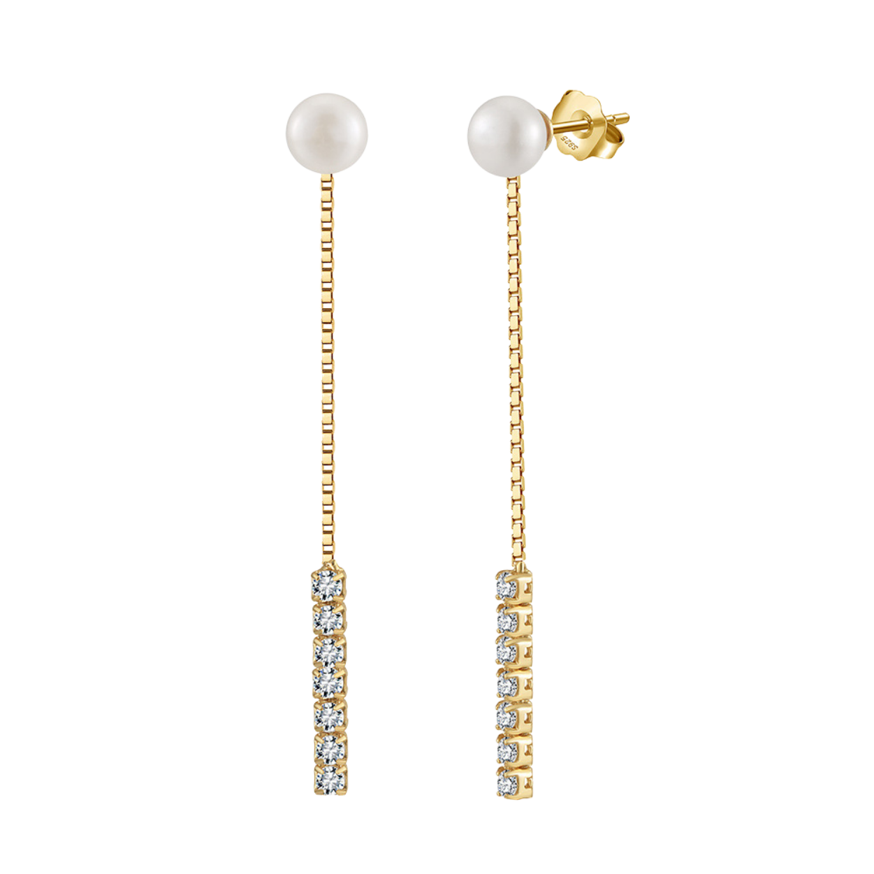 Elegant Wave Natural Pearls Silver Earring