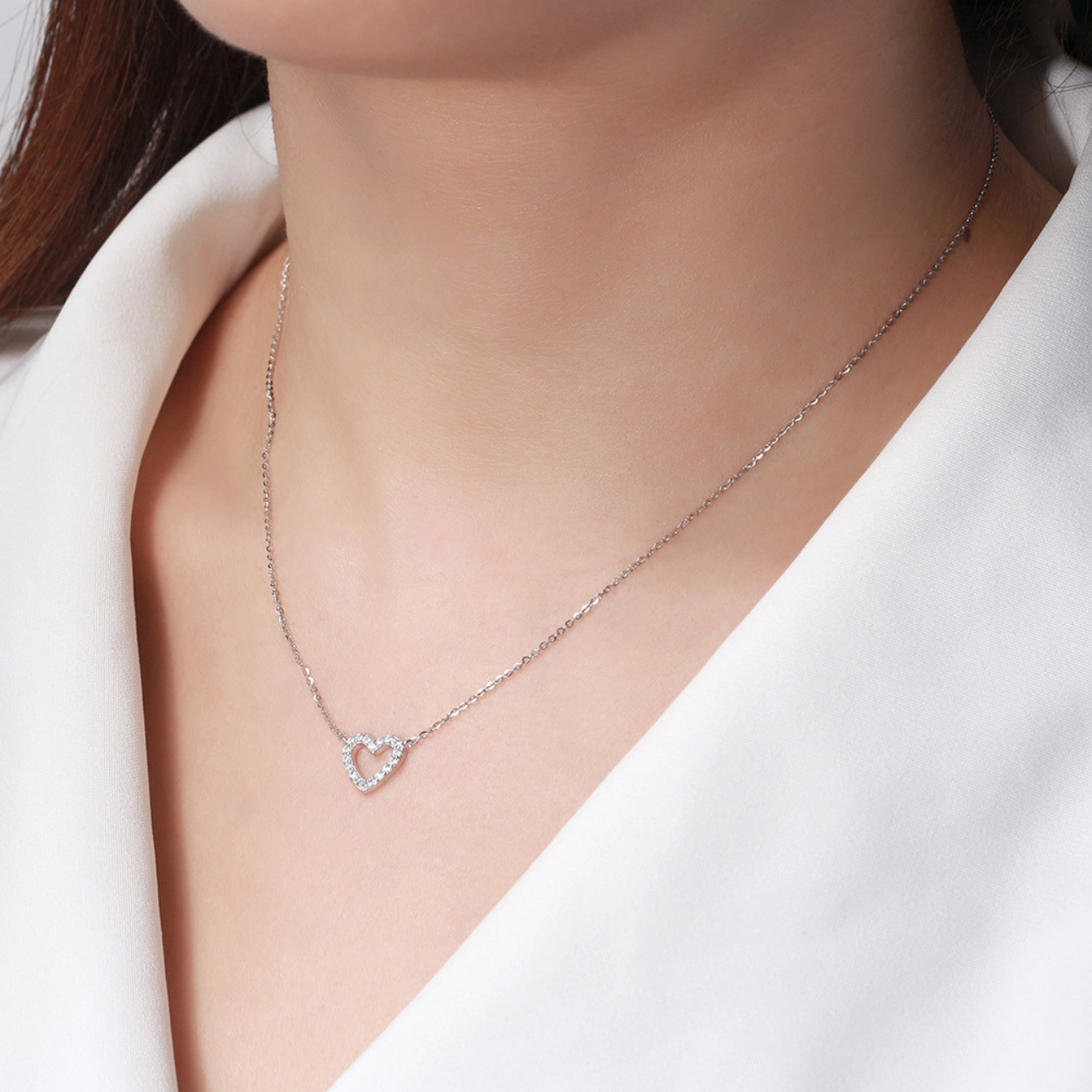 Hollow Heart Silver Necklace