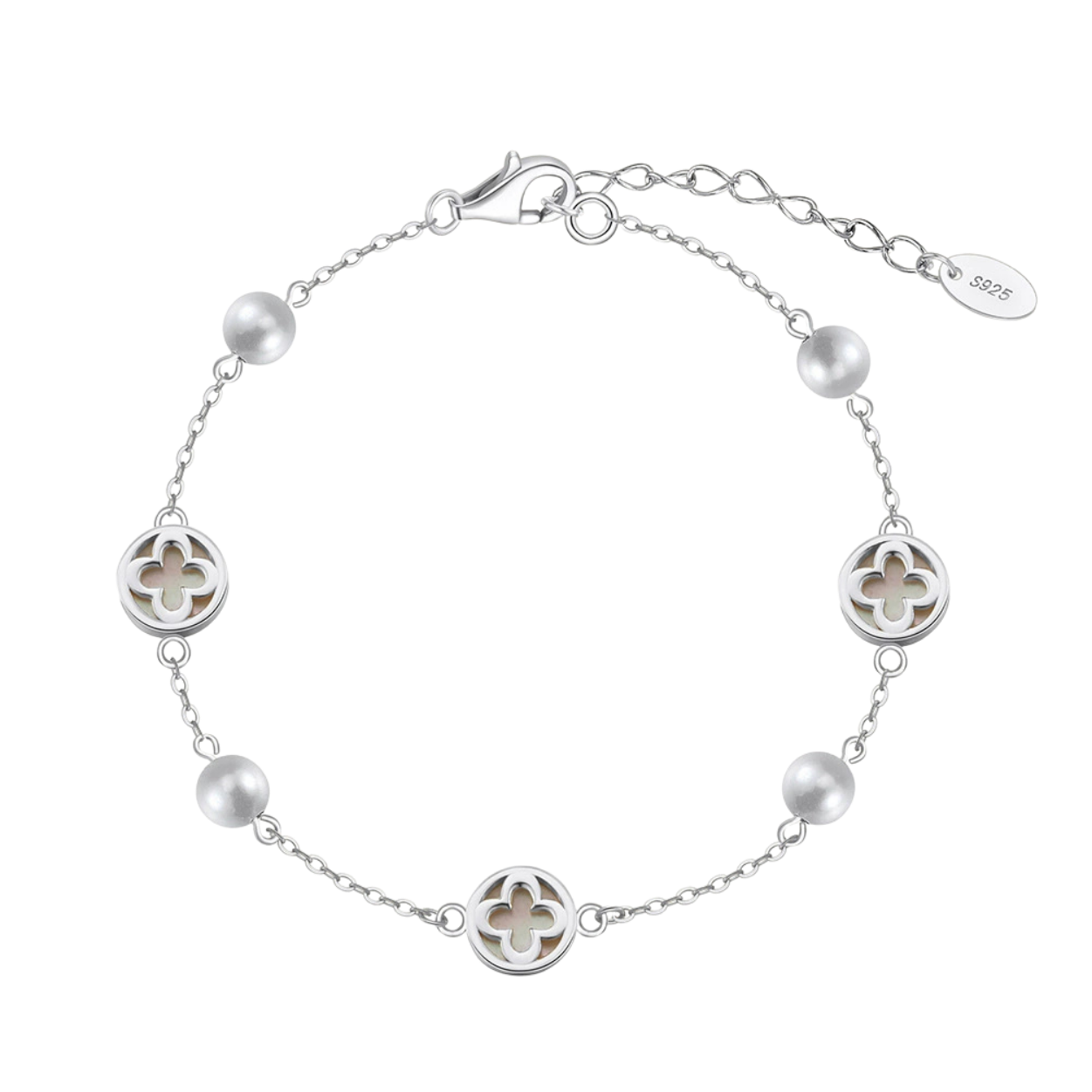 Lucky Leaf Silver Four-Leaf Clover Bracelet