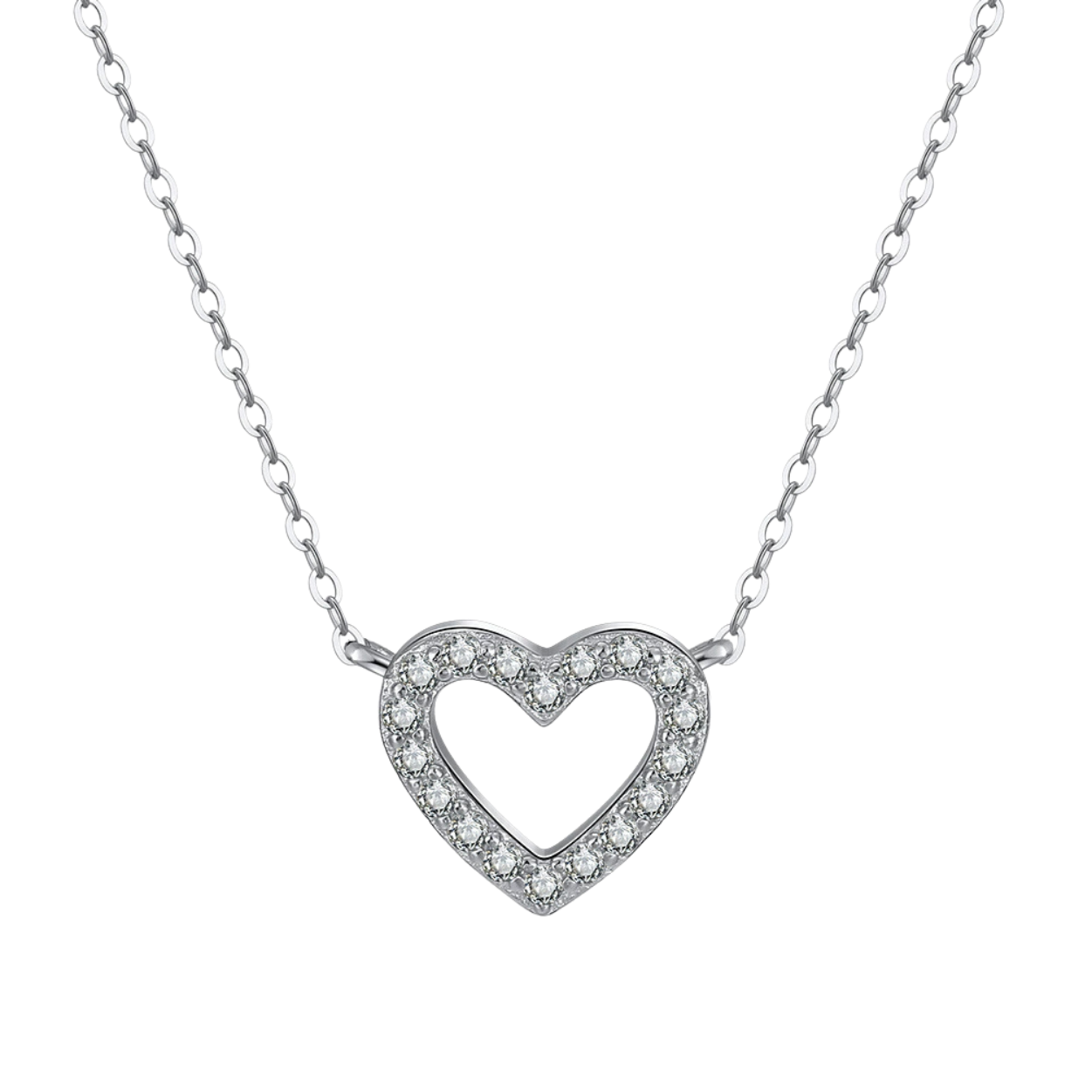 Hollow Heart Silver Necklace