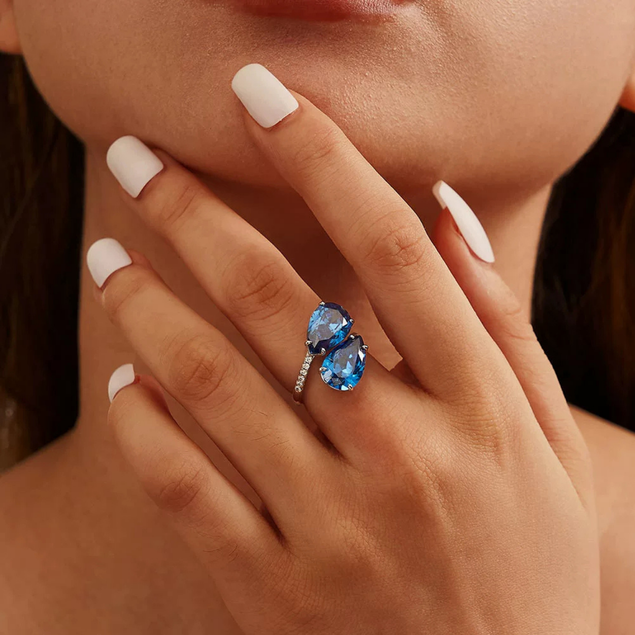 Ocean Glow Adjustable Silver Ring