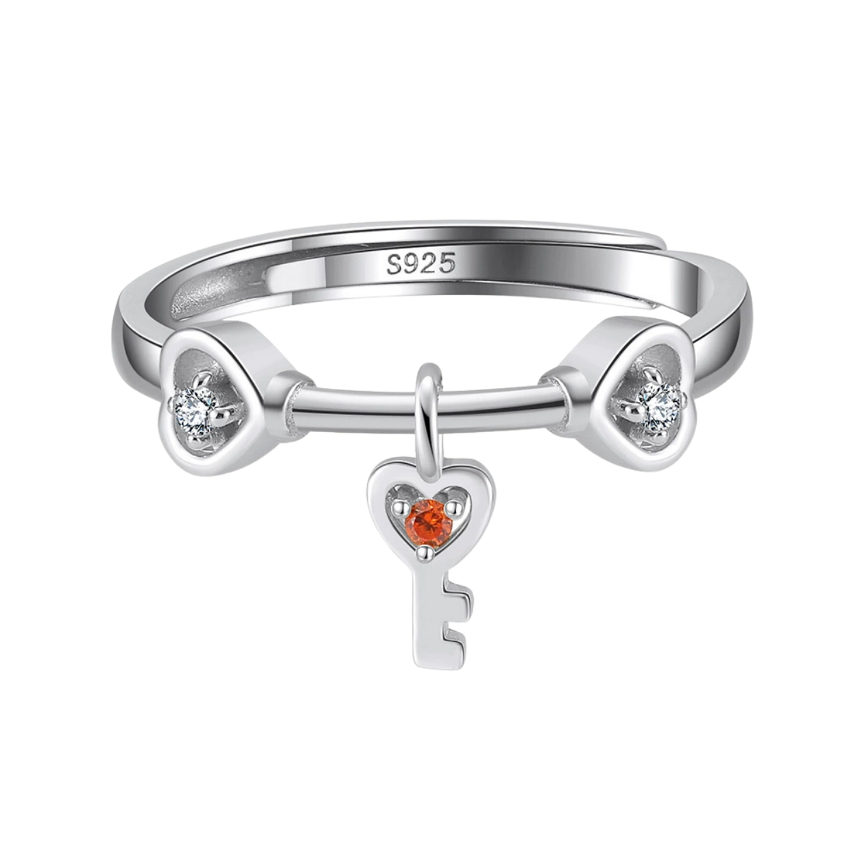Heart Key Silver Minimalist Ring