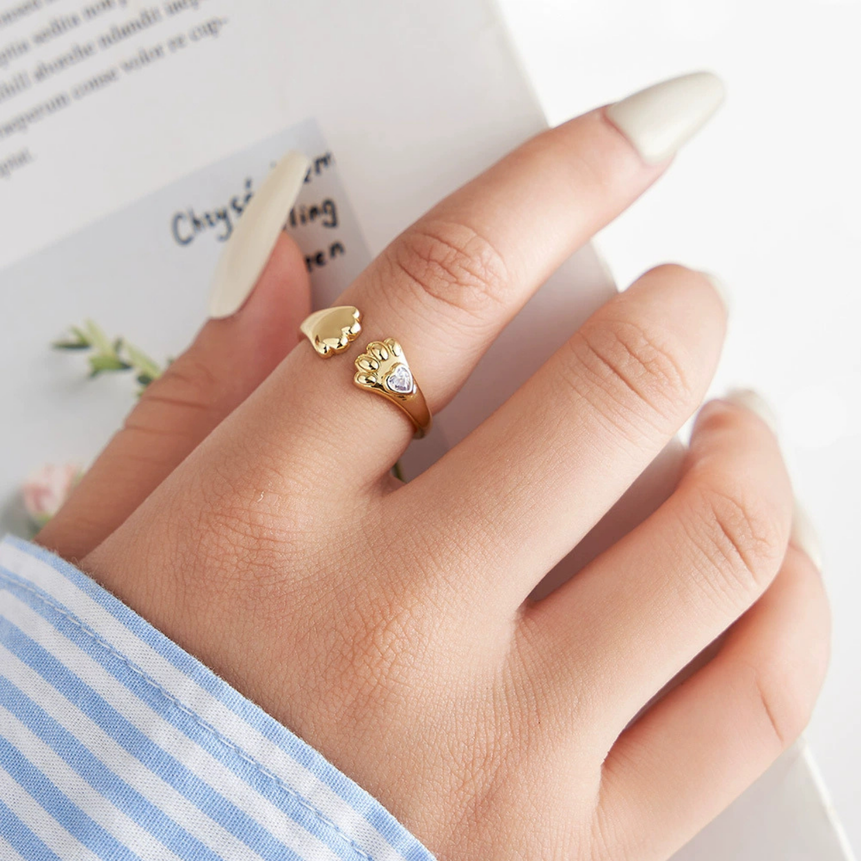 Tiny Paws Adjustable Silver Ring