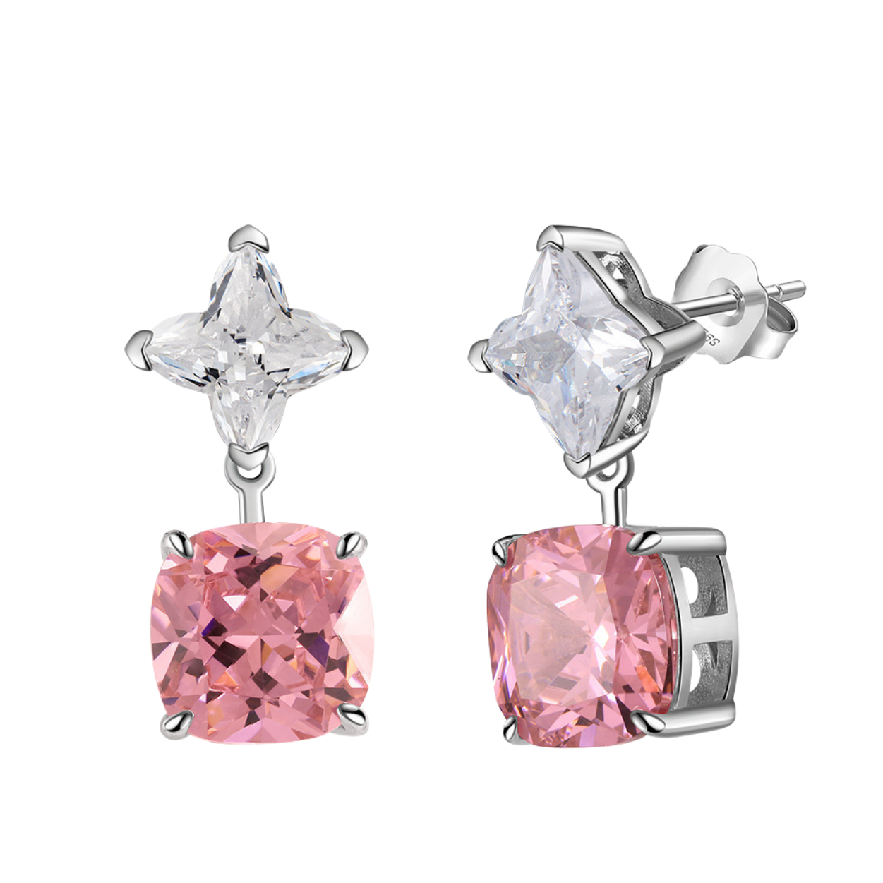 Frosted Pink Silver Earring