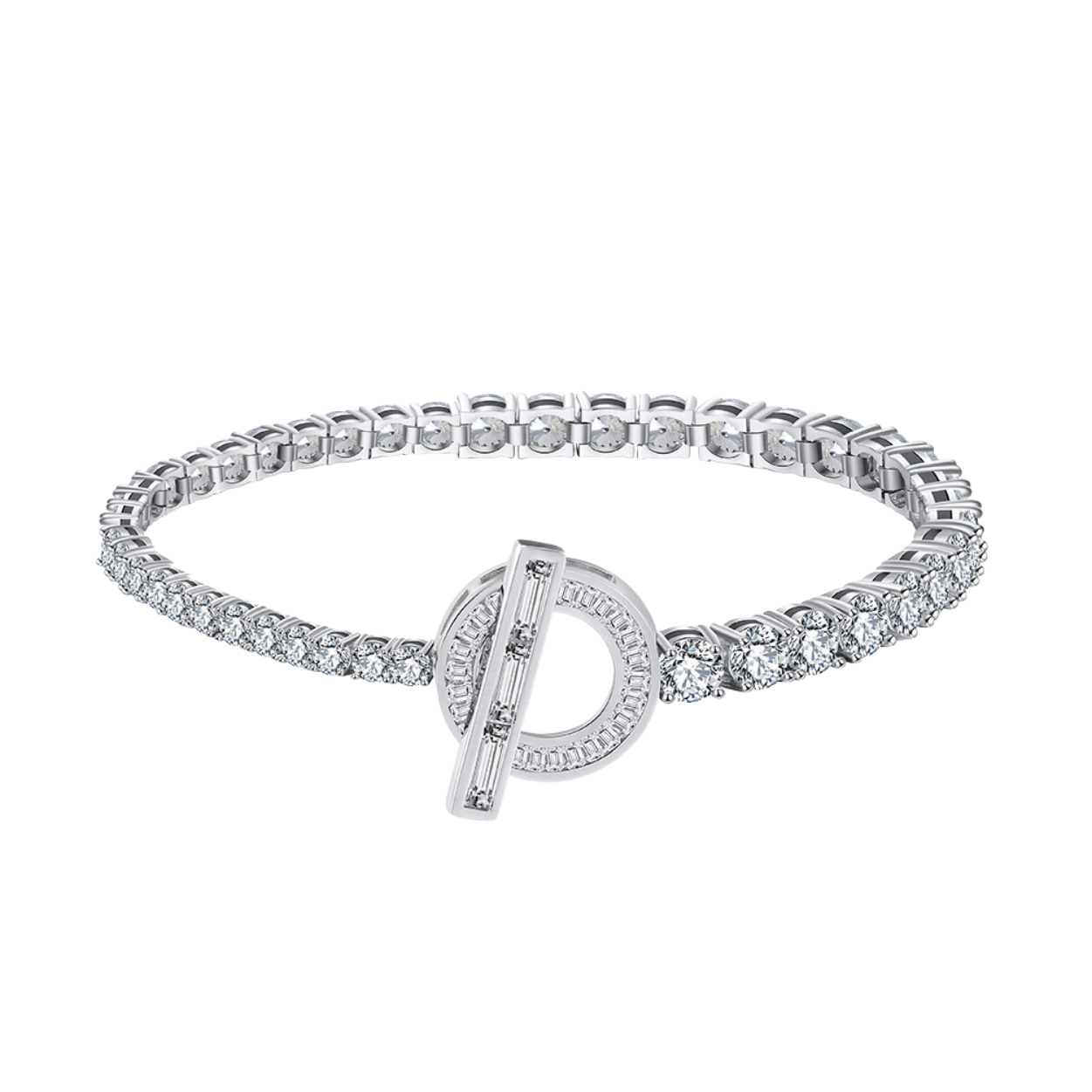 Line of Sparkle Silver Tennis Bracelet