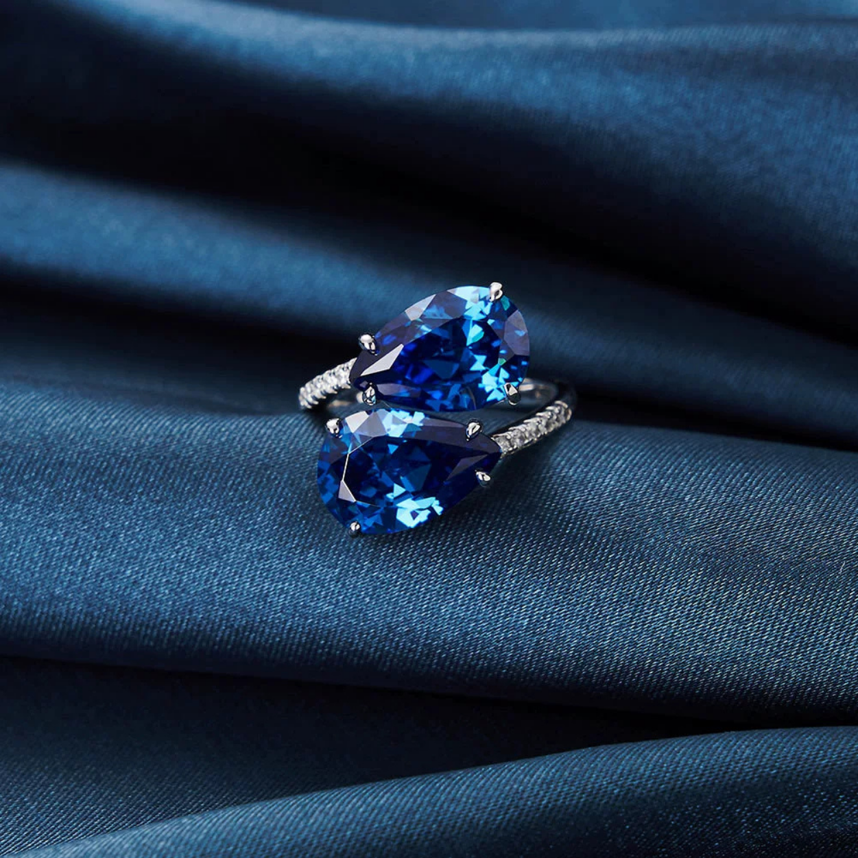Ocean Glow Adjustable Silver Ring