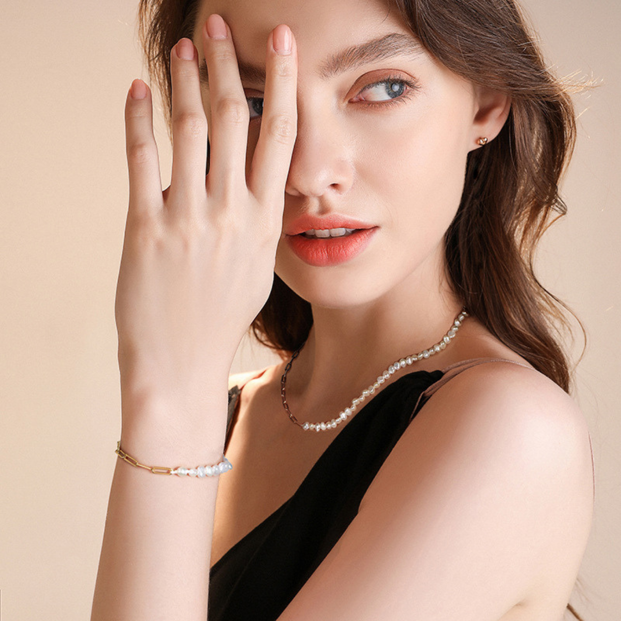 14K Gold Plated Baroque Pearl Bracelet