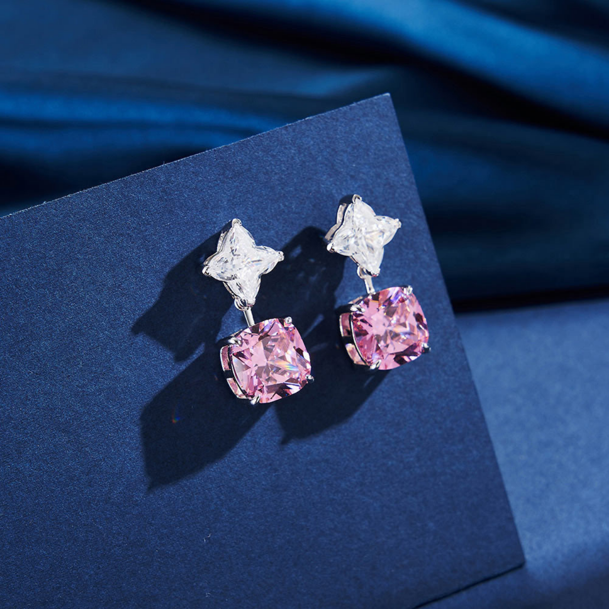 Frosted Pink Silver Earring