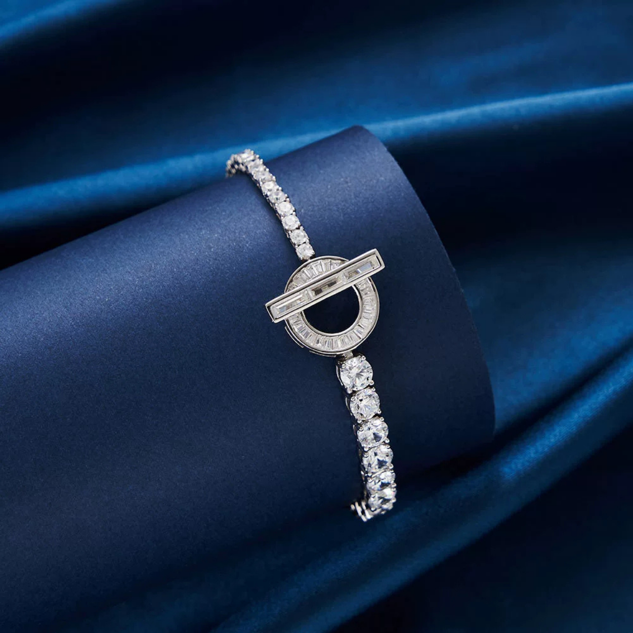 Line of Sparkle Silver Tennis Bracelet