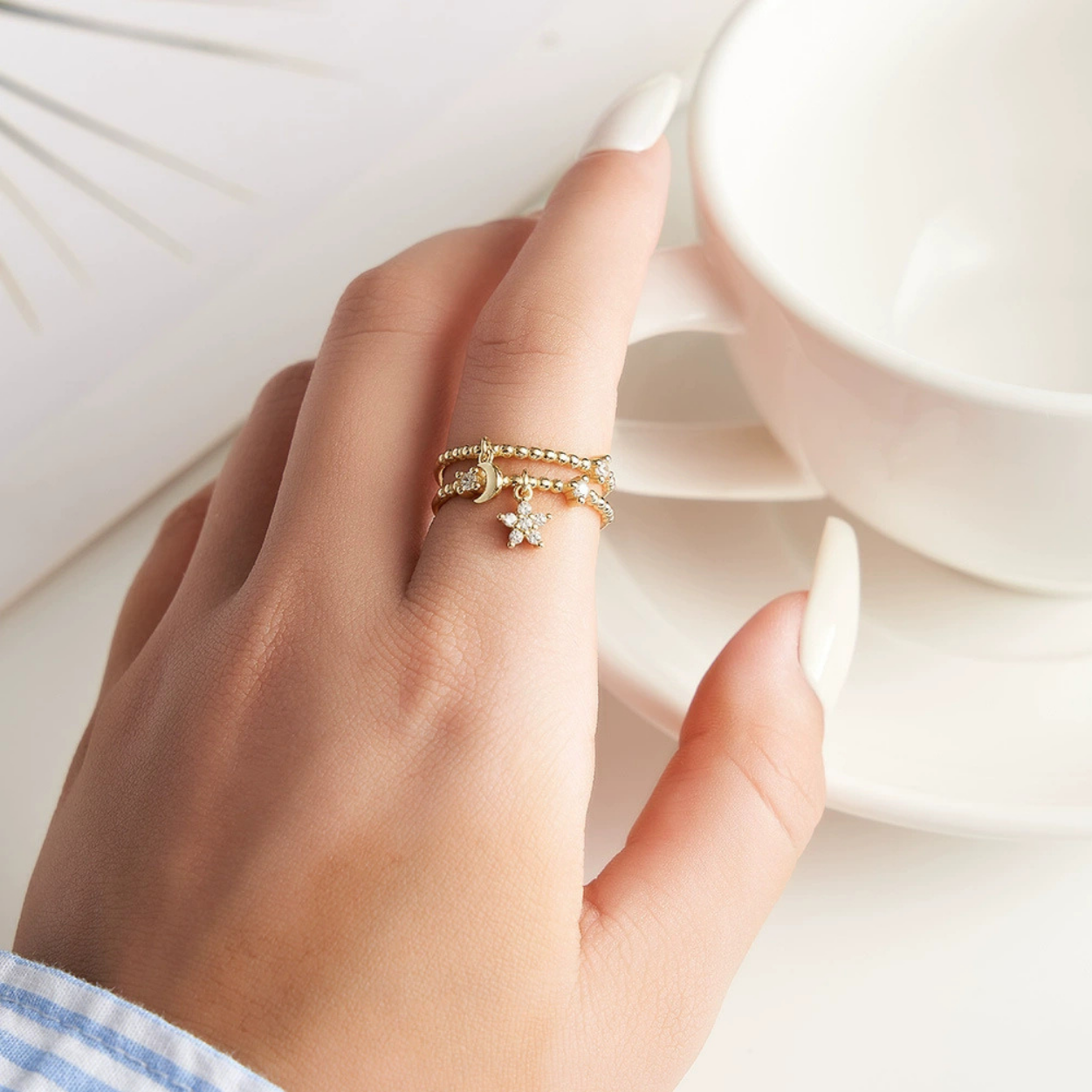 Midnight Glow Adjustable Silver Ring