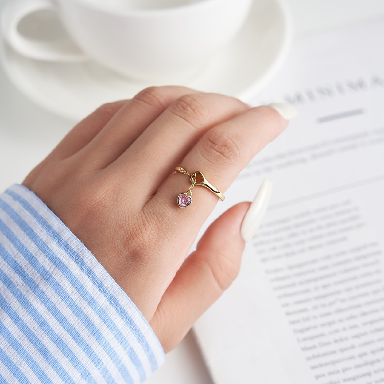 Heart Key Adjustable Ring