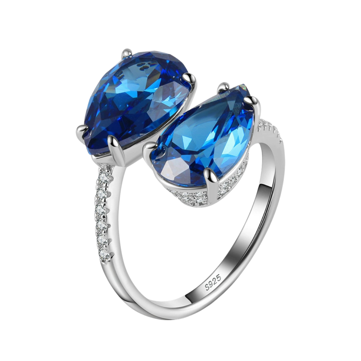 Ocean Glow Adjustable Silver Ring