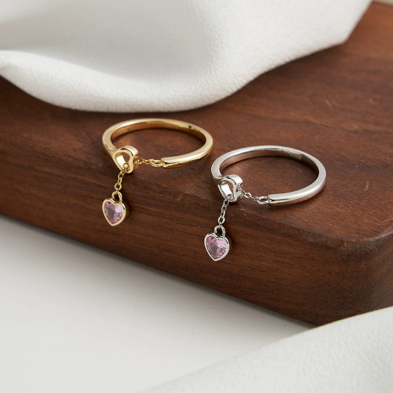 Heart Key Adjustable Ring