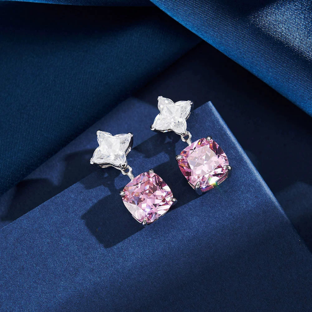 Frosted Pink Silver Earring