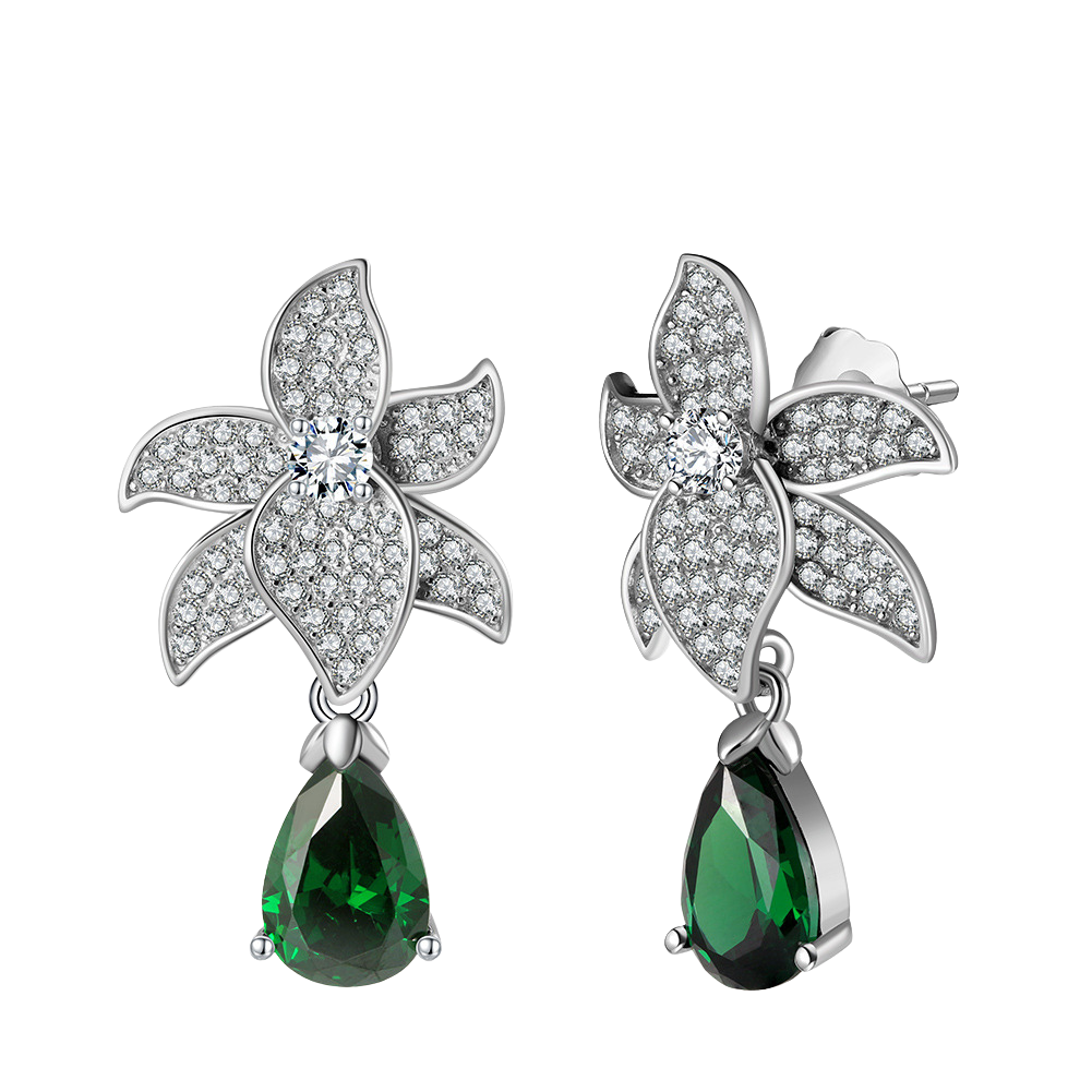 Emerald Waterdrop Silver Earrings