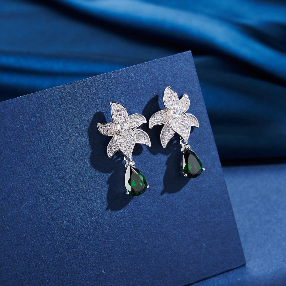 Emerald Waterdrop Silver Earrings