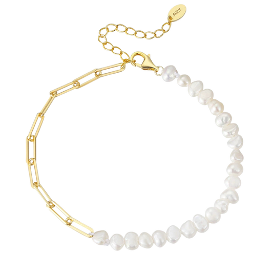 14K Gold Plated Baroque Pearl Bracelet