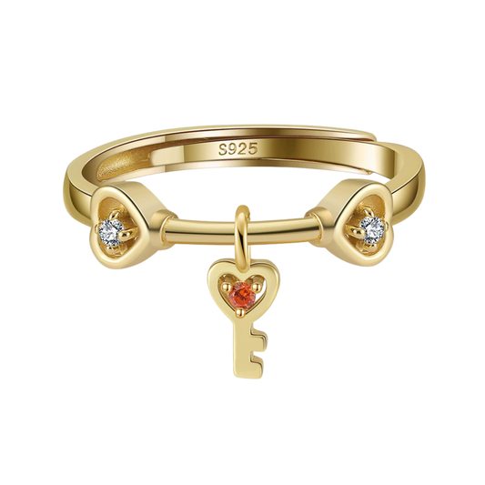 Heart Key Silver Minimalist Ring
