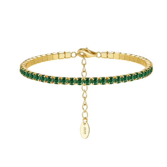Adjustable 925 Silver CZ Green Bracelet
