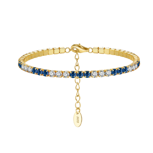 Adjustable 925 Silver CZ Blue & White Bracelet