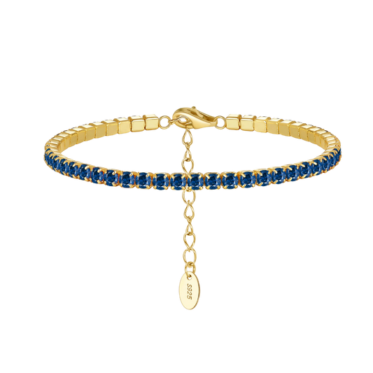 Adjustable 925 Silver CZ Blue Bracelet