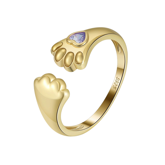 Tiny Paws Adjustable Silver Ring
