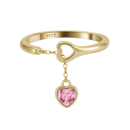 Heart Key Adjustable Ring