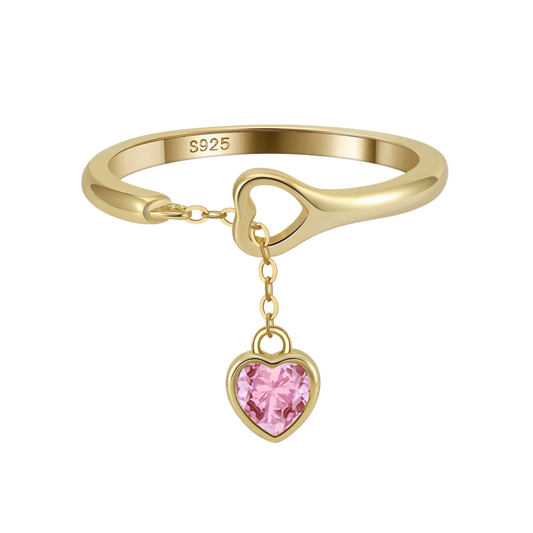 Heart Key Adjustable Ring