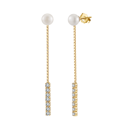 Elegant Wave Natural Pearls Silver Earring