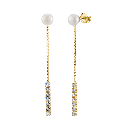 Elegant Wave Natural Pearls Silver Earring