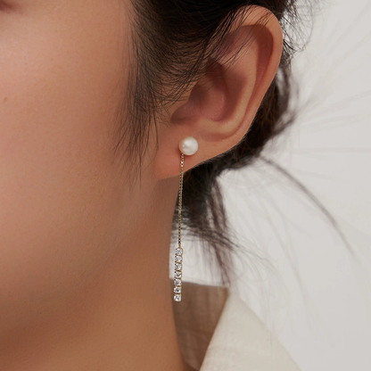 Elegant Wave Natural Pearls Silver Earring