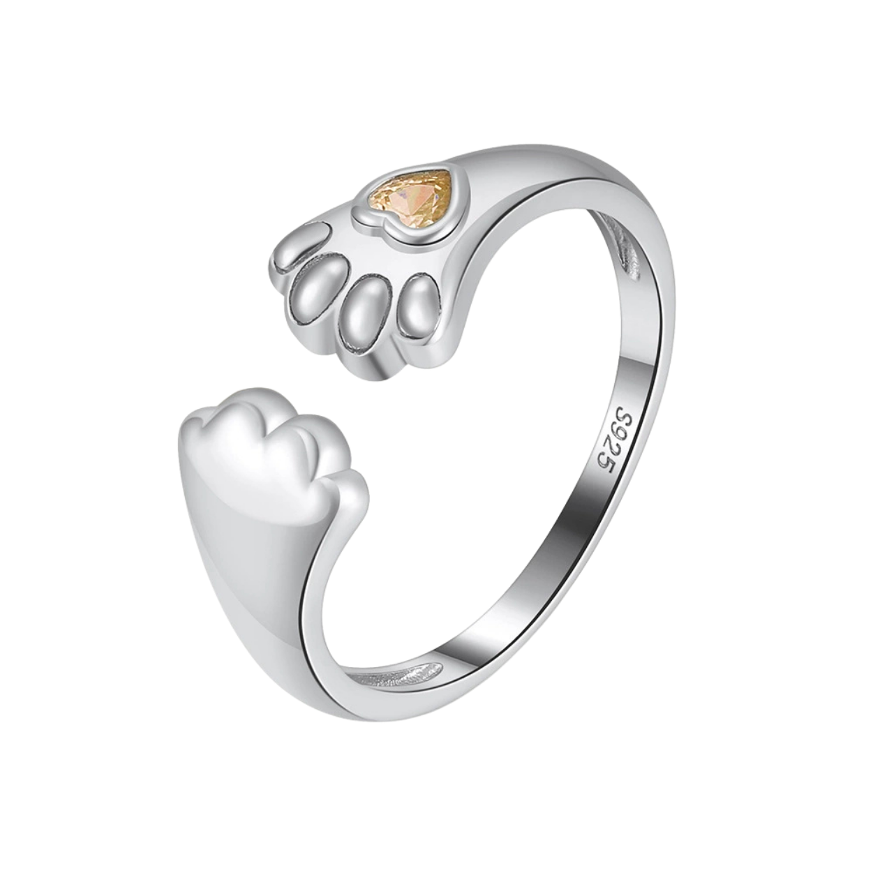 Tiny Paws Adjustable Silver Ring
