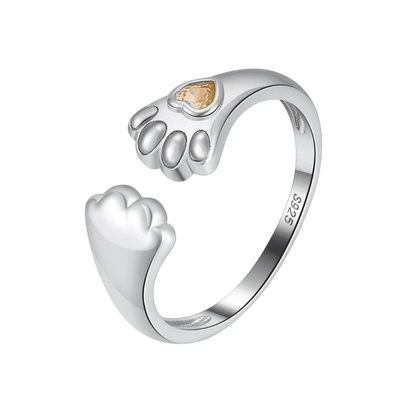 Tiny Paws Adjustable Silver Ring
