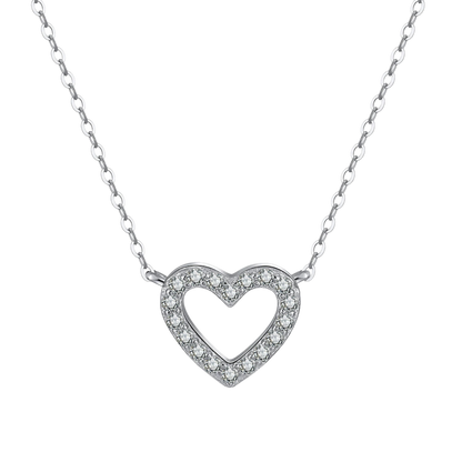 Hollow Heart Silver Necklace