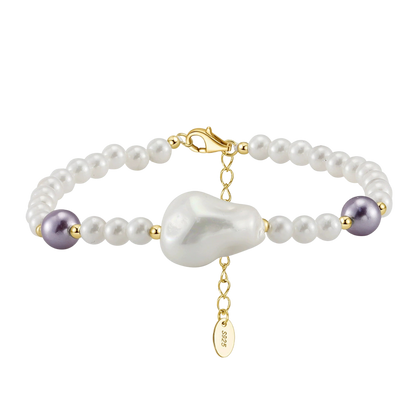Pearl Touch Silver Natural Pearl Bracelet