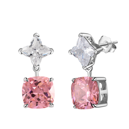 Frosted Pink Silver Earring