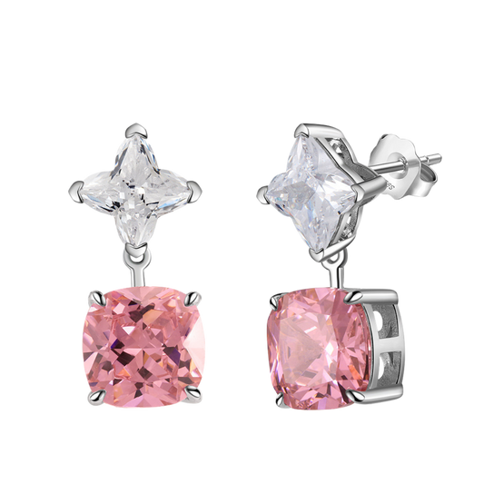 Frosted Pink Silver Earring