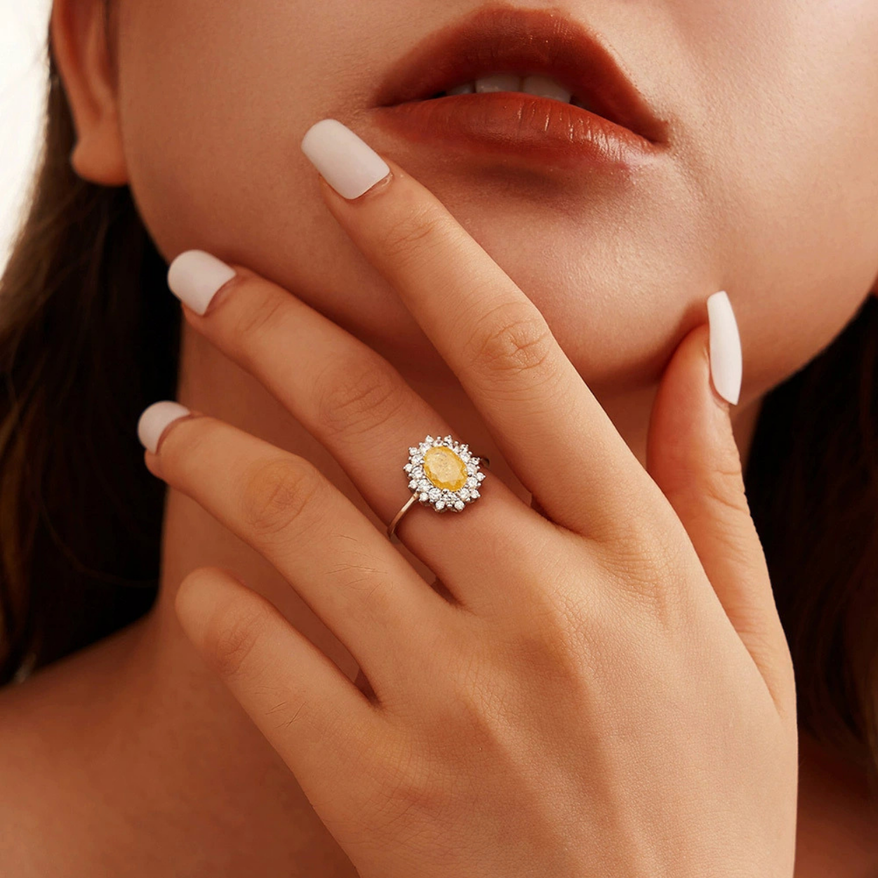 Golden Spark Silver Ring