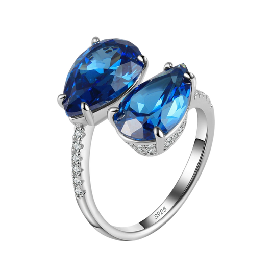 Ocean Glow Adjustable Silver Ring
