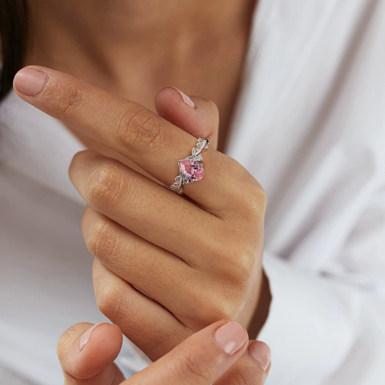 Romantic Drop Silver Ring