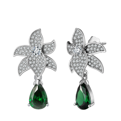 Emerald Waterdrop Silver Earrings