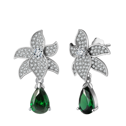 Emerald Waterdrop Silver Earrings