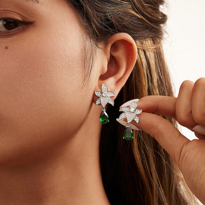 Emerald Waterdrop Silver Earrings